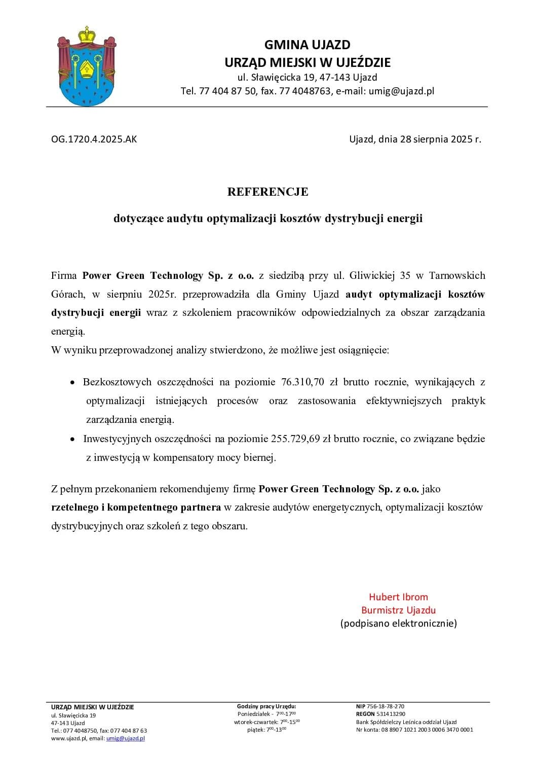 Referencja klienta PGT - dokument 13